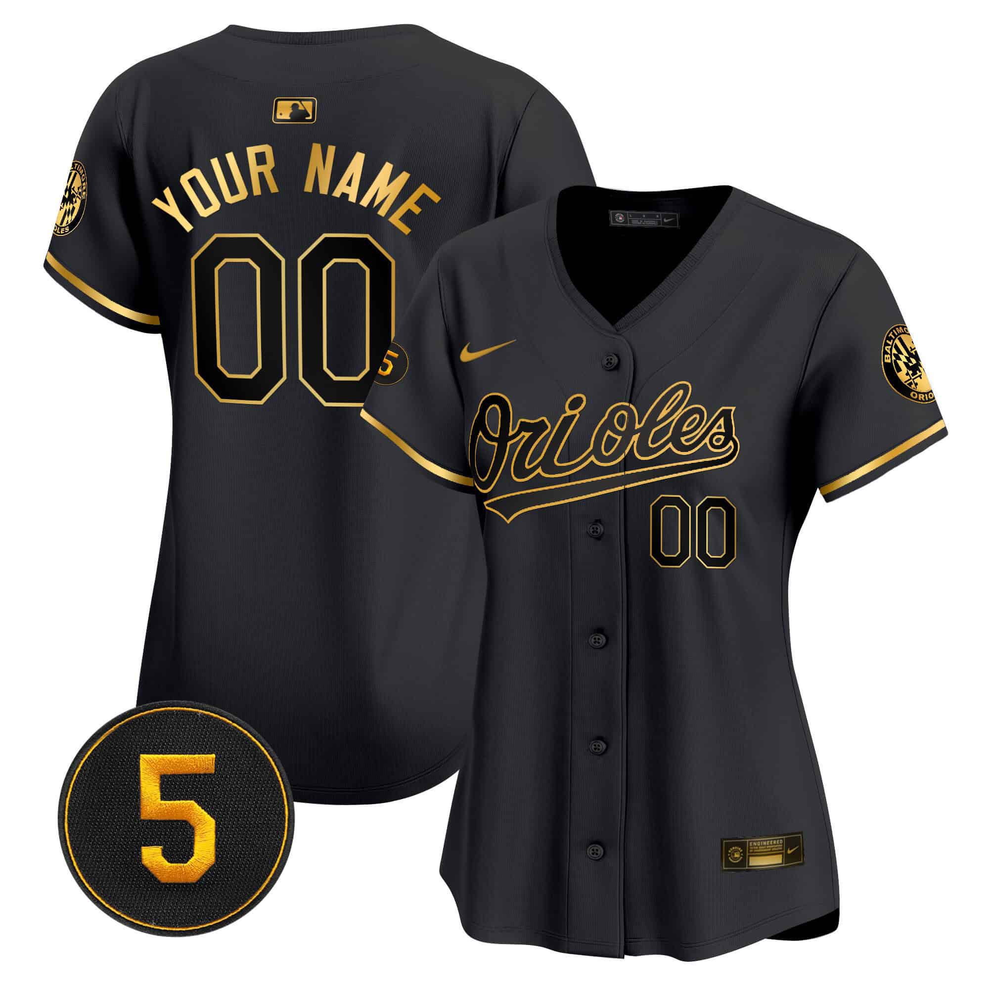 Women Baltimore Orioles Black 2024 Nike Robinson Patch Vapor Premier Limited Custom MLB Jersey style 1->customized mlb jersey->Custom Jersey